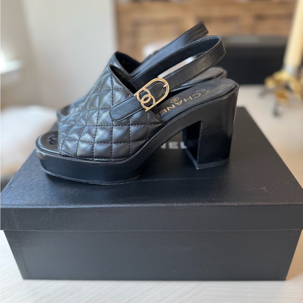 CHANEL Black Platform Shoes - Picture 1 of 9